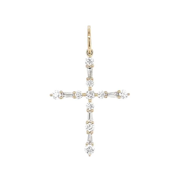 18K Yellow Gold Diamond Cross Pendant