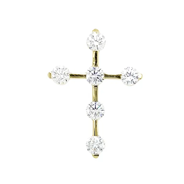18K Yellow Gold Diamond Cross Pendant