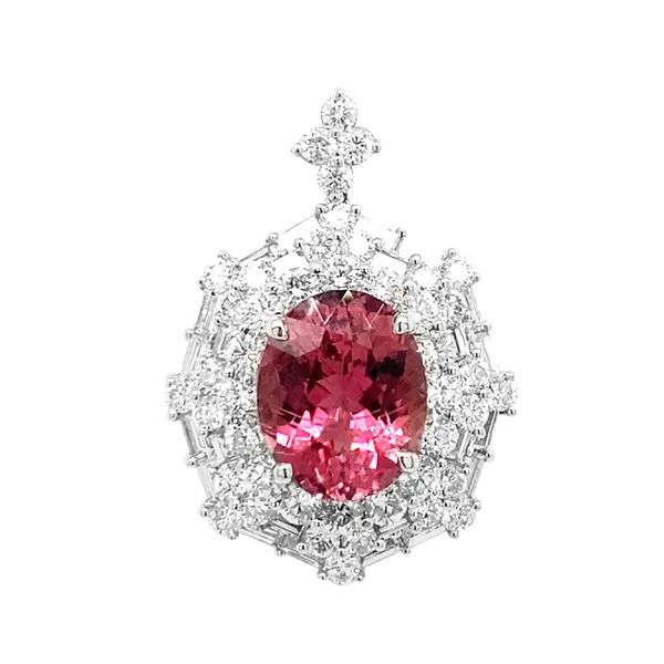 18K White Gold Pink Tourmaline Pendant