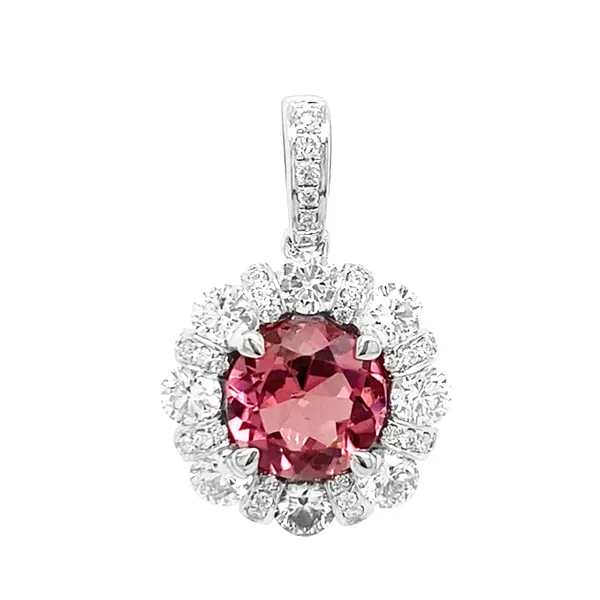 18K White Gold Pink Tourmaline Pendant