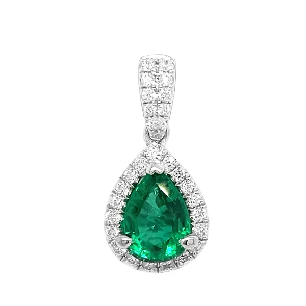 18K White Gold Emerald Pendant