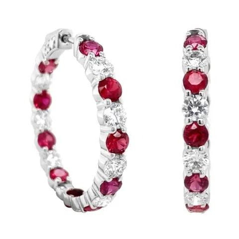 18K White Gold Ruby Earrings