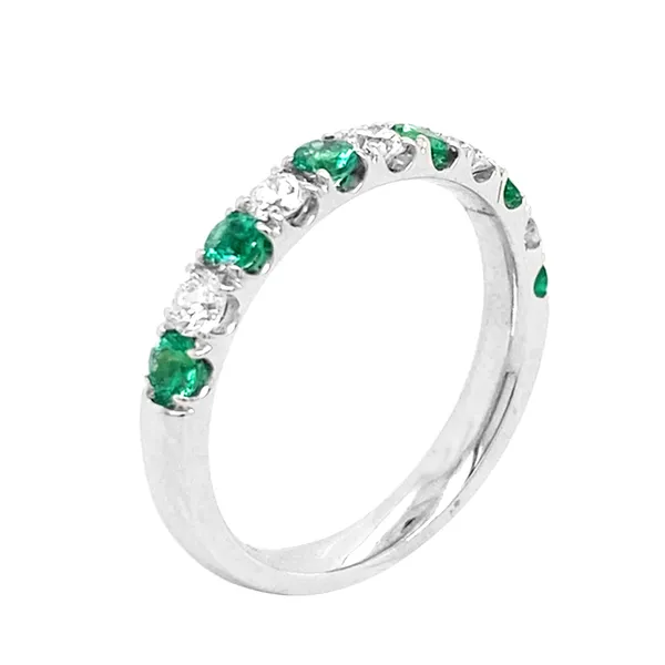 18K White Gold Emerald Band