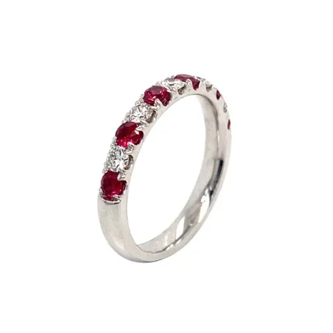 18K White Gold Ruby Band