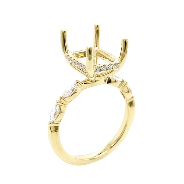 18K Yellow Gold Semi Mount Ring
