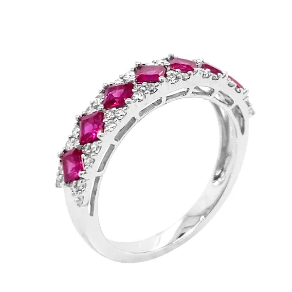 18K White Gold Ruby Band