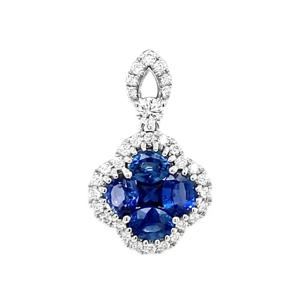18K White Gold Sapphire Cross Pendant