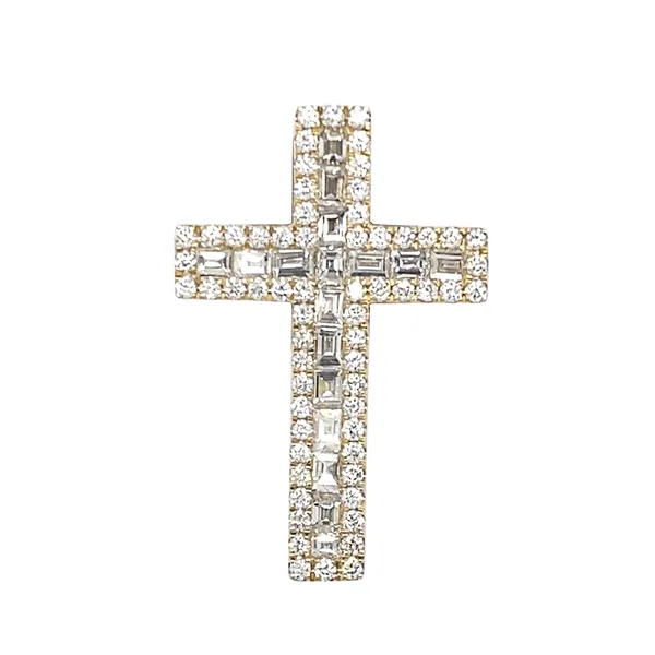 18K Yellow Gold Diamond Cross Pendant