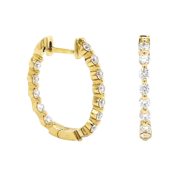 18K Yellow Gold Diamond Hoops