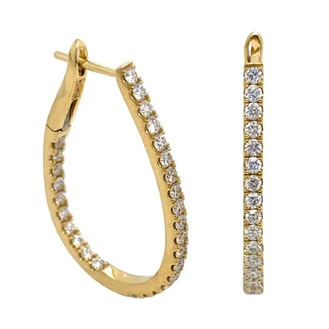 18K Yellow Gold Diamond Hoops