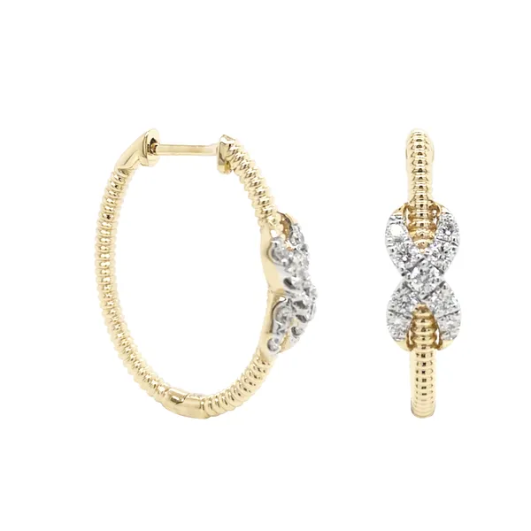 18K Two-Tone Diamond Huggie Earrings
