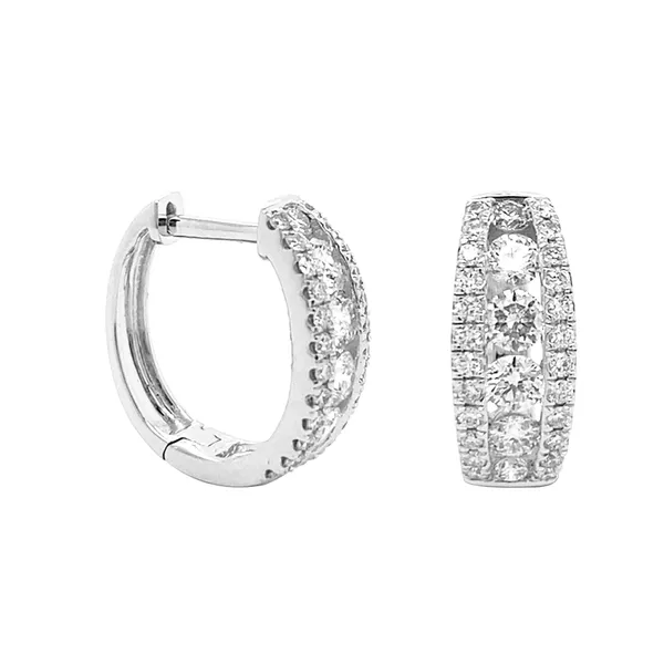 18K White Gold Huggie Earrings