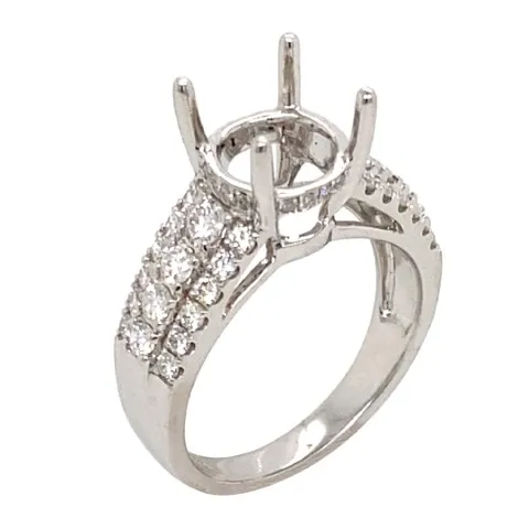 18K White Gold Semi Mount Ring