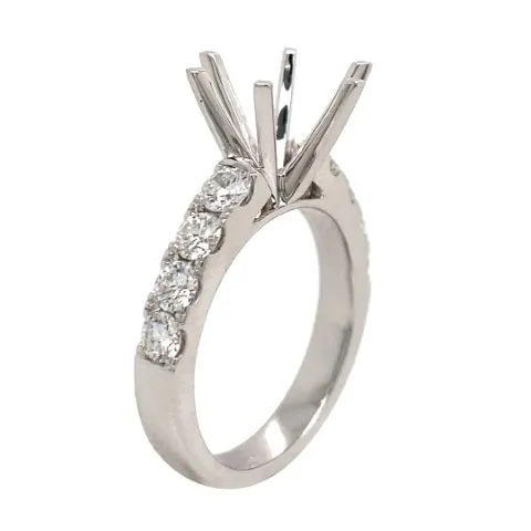 18K White Gold Semi Mount Ring