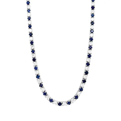 18K White Gold Sapphire Necklace