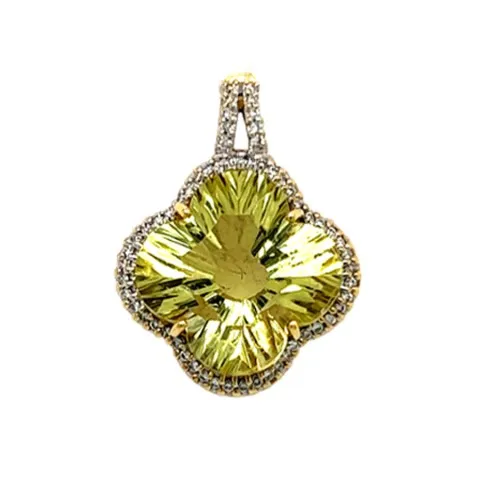 18K Yellow Gold Lemon Quartz Pendant