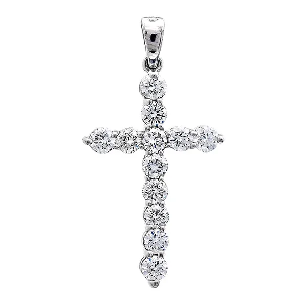 18K White Gold Diamond Cross Pendant