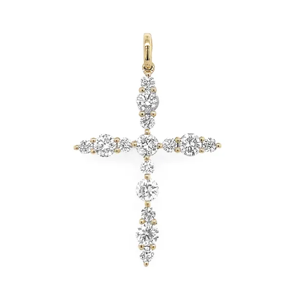 18K Yellow Gold Diamond Cross Pendant