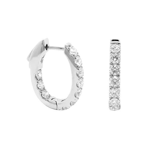 18K White Gold Diamond Hoop Earrings