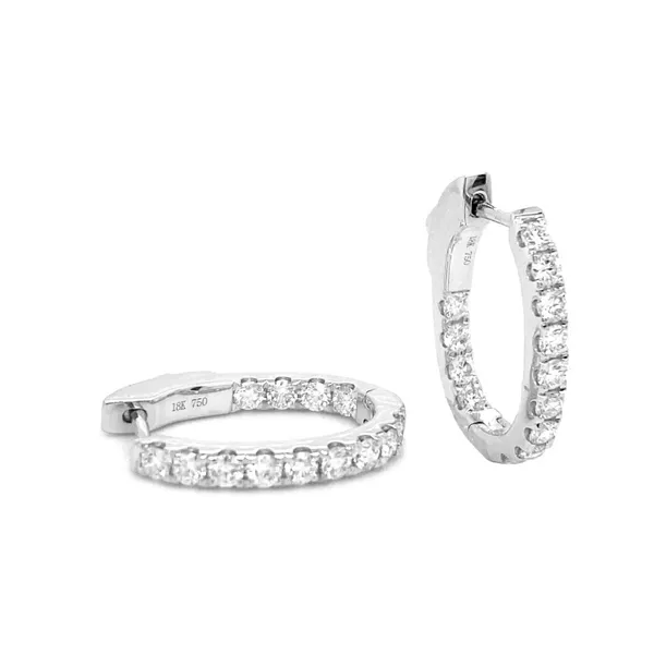 18K White Gold Diamond Hoop Earrings