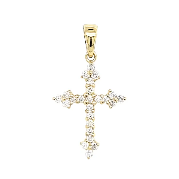 18K Yellow Gold Diamond Cross Pendant