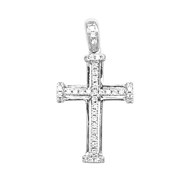 18K White Gold Diamond Cross Pendant
