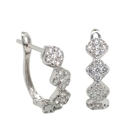 18K White Gold Diamond Hoop Earrings