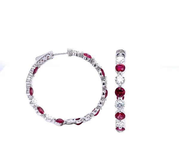 18K White Gold Ruby Earrings
