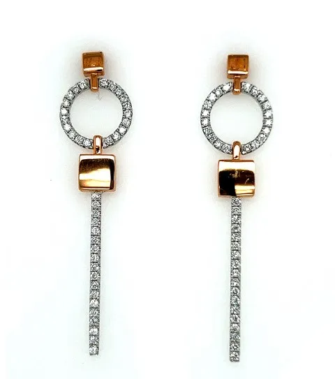 18K Two-Tone Gold Diamond Earrings