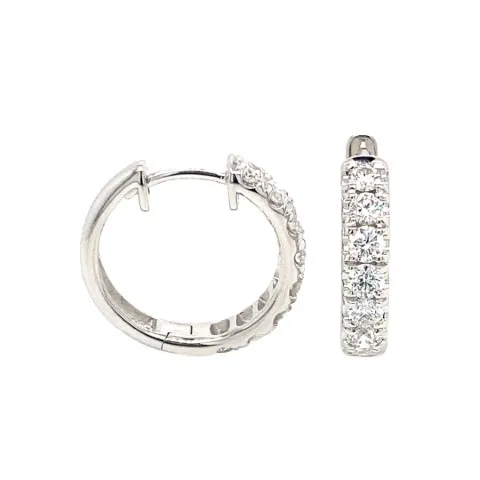 18K White Gold Huggie Earrings