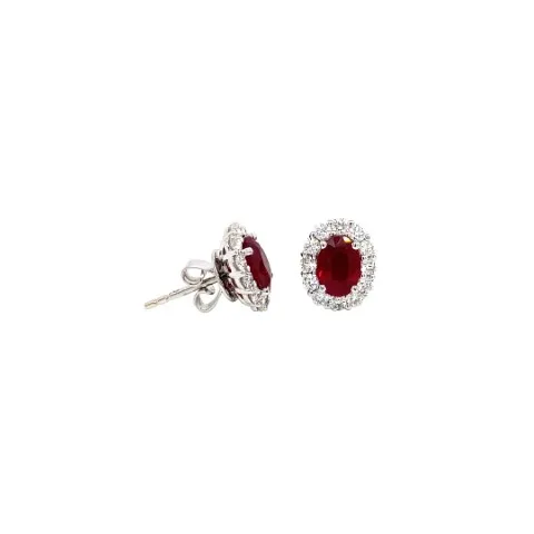 18K White Gold Ruby Earrings