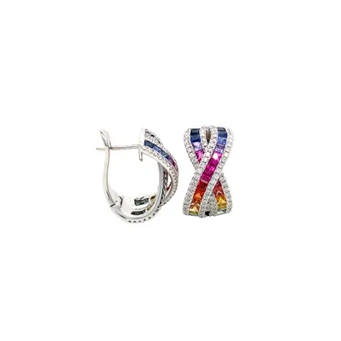 18K White Gold Fancy Sapphire Earrings
