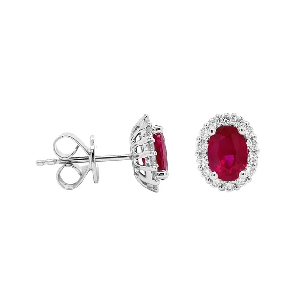 18K Whte Gold Ruby Earrings