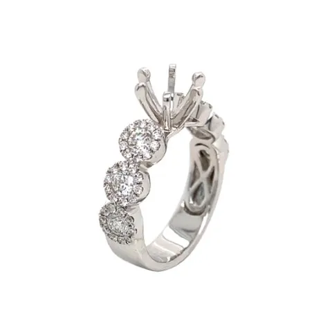 18K White Gold Semi Mount Ring