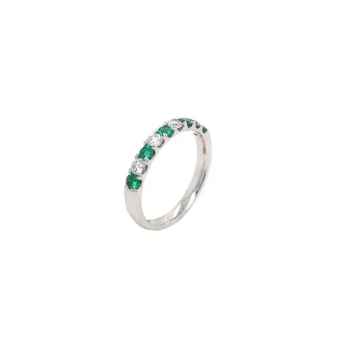 18K White Gold Emerald Band