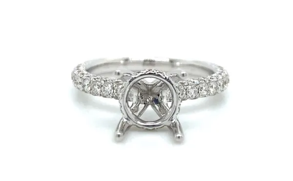 18K White Gold Semi Mount Ring