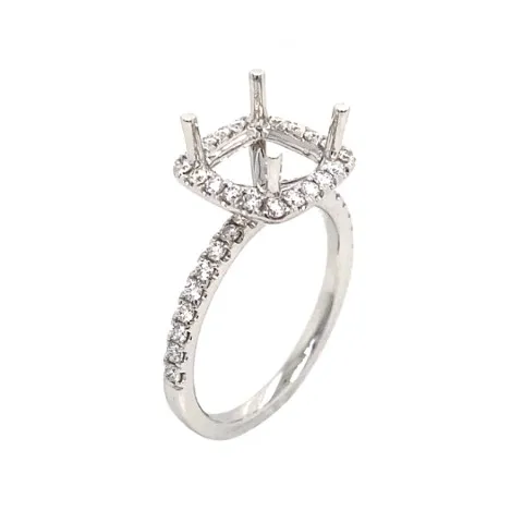 18K White Gold Semi Mount Ring