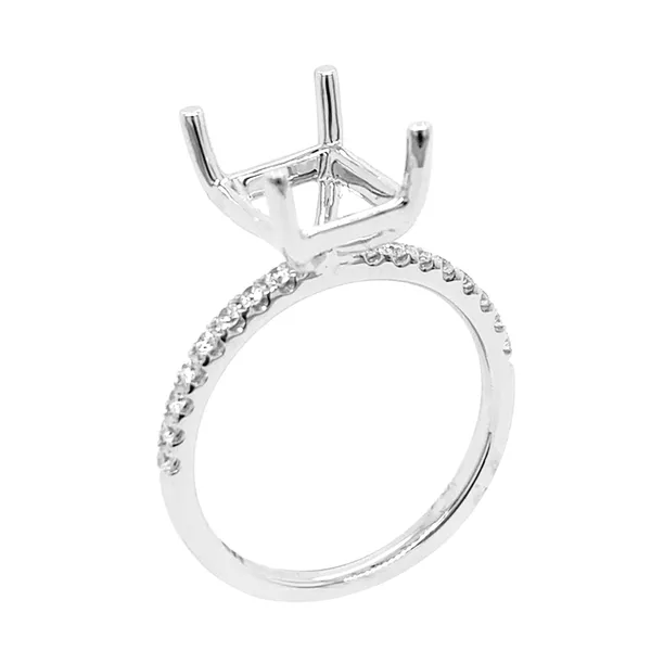18K White Gold Semi Mount Ring