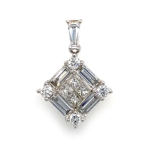 18K White Gold Diamond Pendant