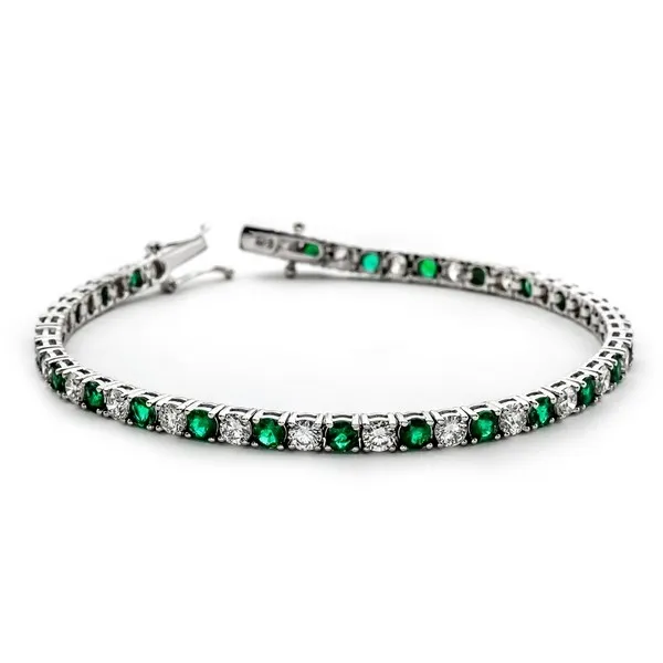 18K White Gold Emerald Tennis Bracelet