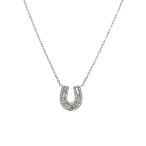 18K White Gold Horseshoe Necklace