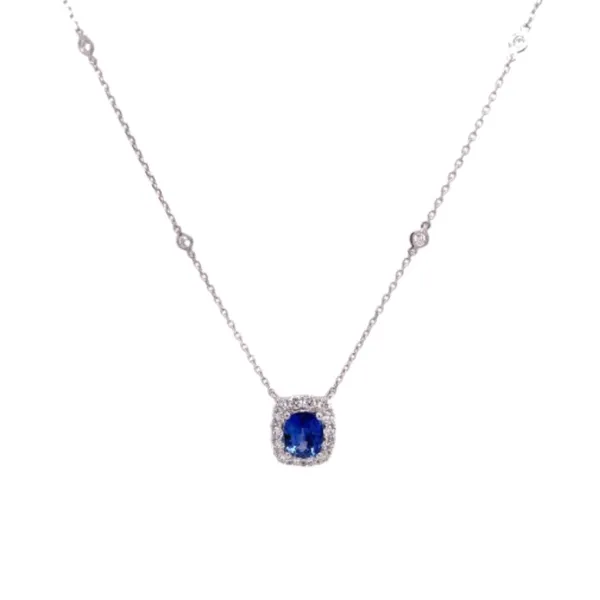 18K White Gold Sapphire Necklace