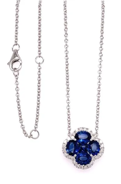 18K White Gold Sapphire Necklace