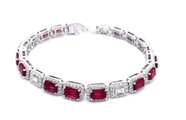 18K White Gold Ruby Bracelet