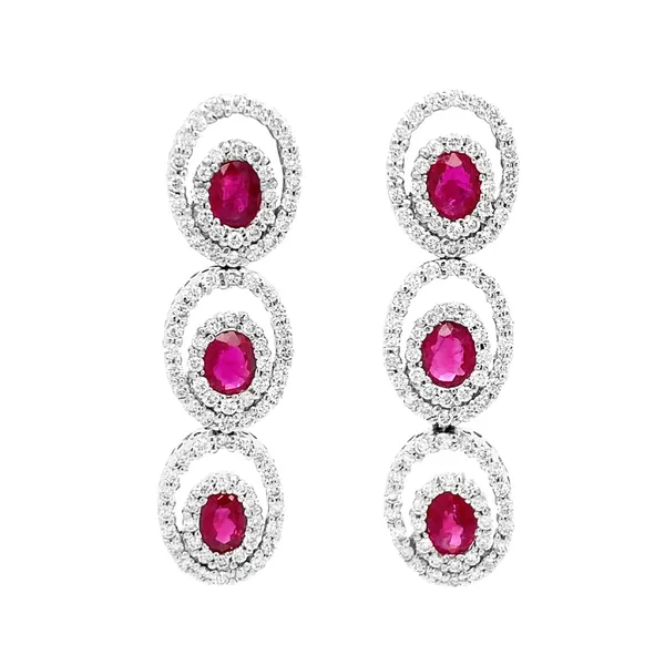 18K White Gold Ruby Earrings