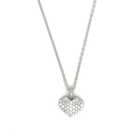 18K White Gold Diamond Heart Necklace