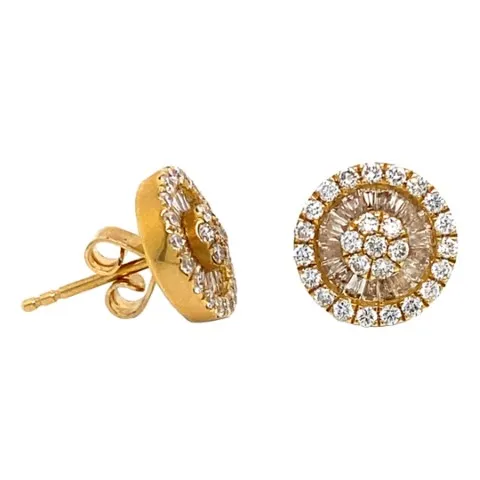 18K Yellow Gold Diamond Earrings