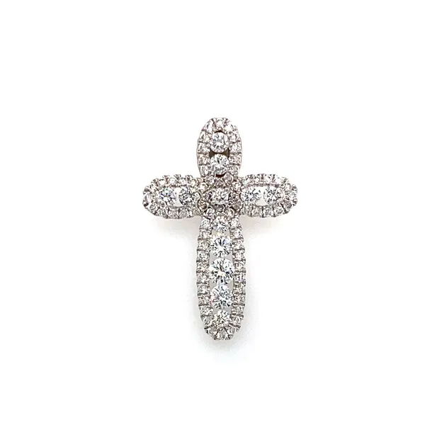 18K White Gold Diamond Cross Pendant