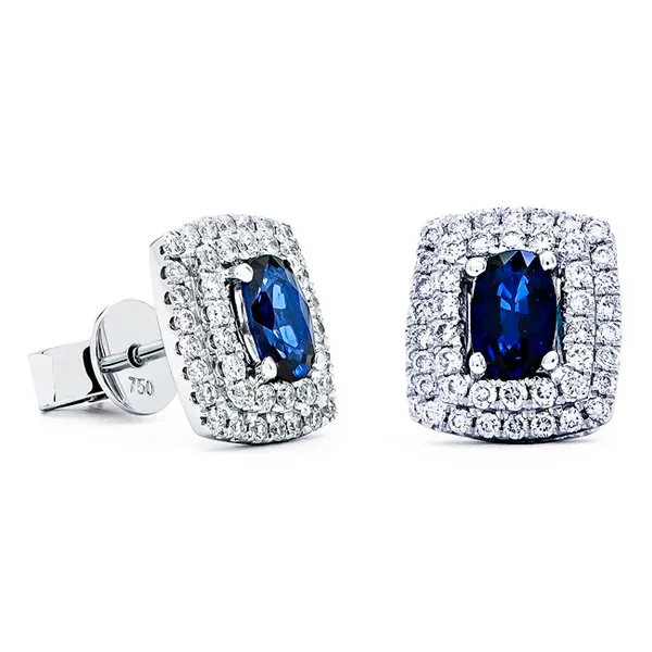 18K White Gold Sapphire Earrings