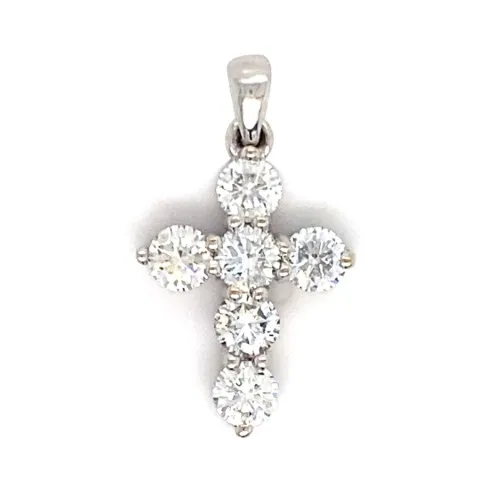 18K White Gold Diamond Cross Pendant